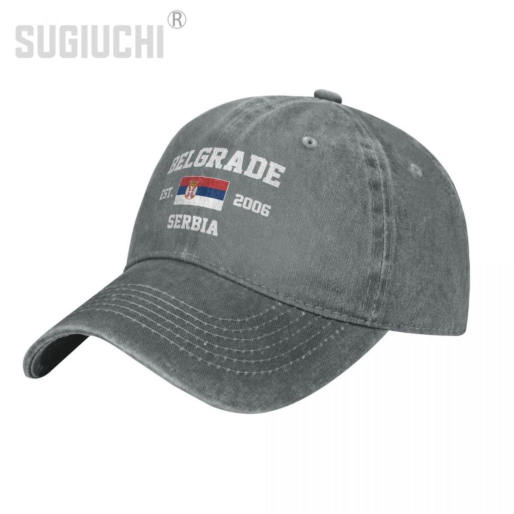 Steagul Serbiei EST.2006 Belgrad, unisex pentru adulți, șapcă de baseball din denim spălat în cărbune, unisex, vintage, din bumbac, pălărie patriotică de camioner