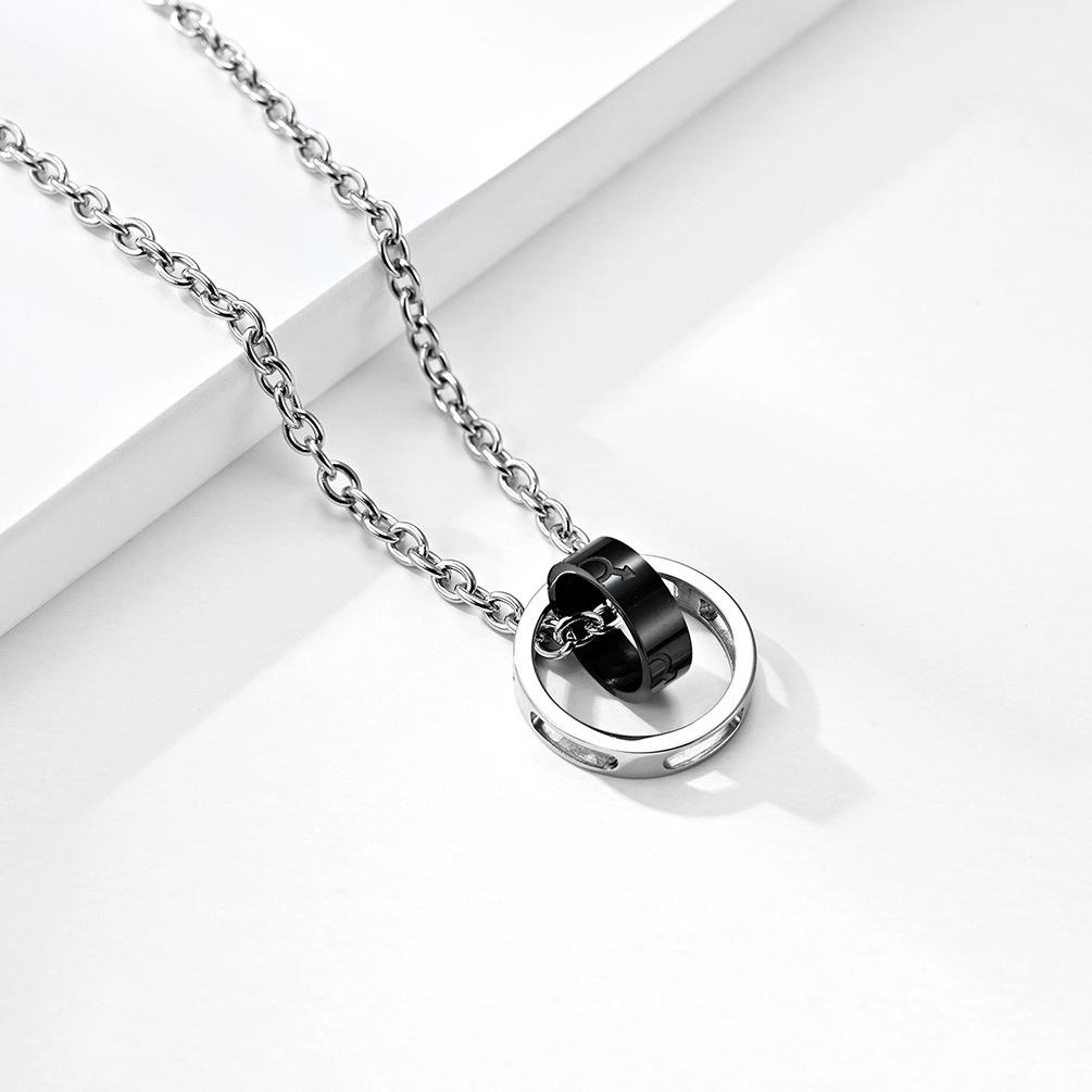 Korean Version New Beauty and Beast Titanium Steel Couple Necklace for Men and Women Pendant