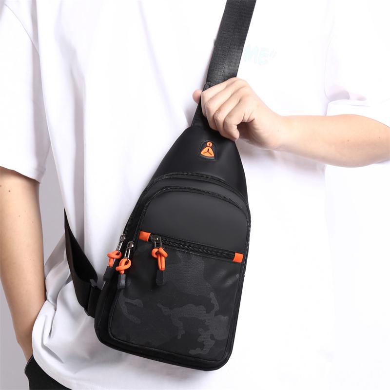 Pánská multifunkční taška přes rameno Messenger látková hrudní taška crossbody ležérní kabelka s otvorem pro sluchátka