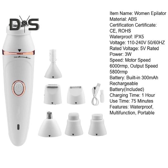 Multifunction Women Electric Epilator USB Rechargeable Waterproof Face Body Bikini Area Arm Leg Hair Removal Device Hair Remover Trimmer Shaver