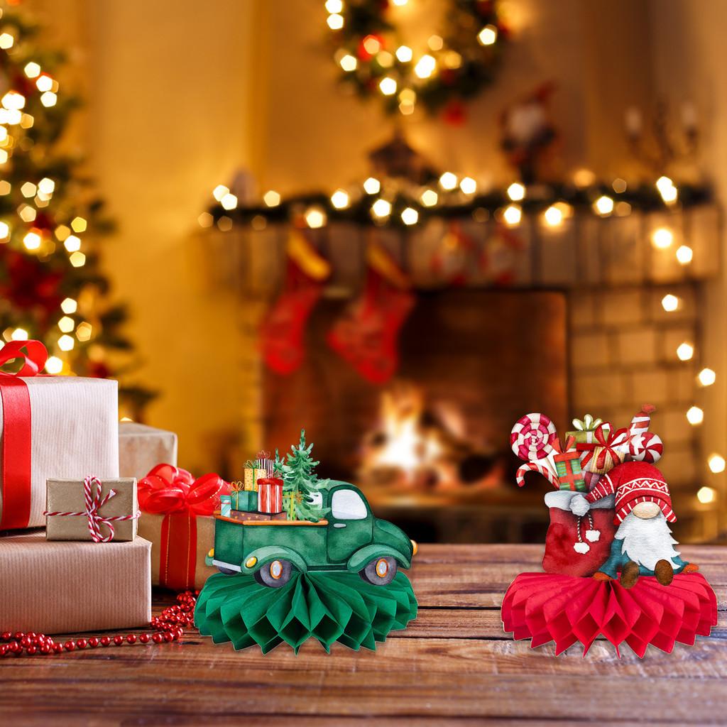 Claus Christmas Santa Reindeer Honeycomb Tabletop Decor Paper For Celebrations