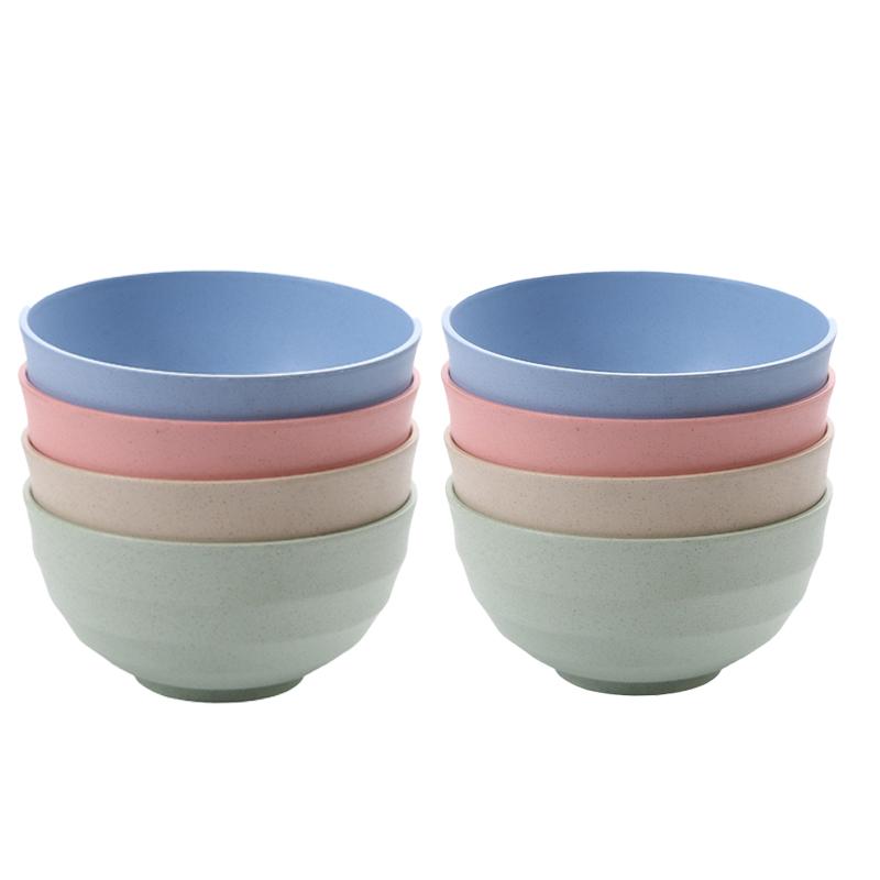 Ramen Salad Bowl Set 15cm Classic Wheat Straw PP Plastic Bowl for Office Workers Students for Dormitory Instant Noodle