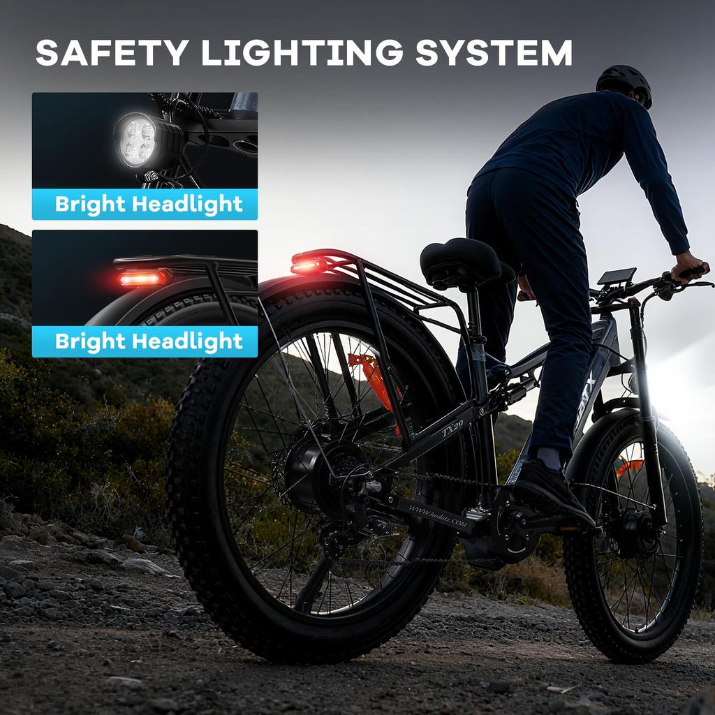 E-Bike TX29 2000W Doppelmotor 48V 19,2AH Akku, stoßdämpfender Rahmen aus Aluminiumlegierung, 27,5-Zoll Feinstreifenreifen, elektrisches Fahrrad für den urbanen Pendelverkehr.