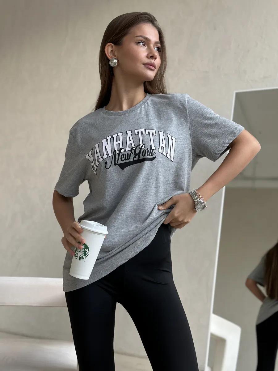 Extended T-shirt with print and text M