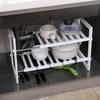 Retractable Stainless Steel Under-Sink Kitchen Organizer - Double-Layer Storage Rack