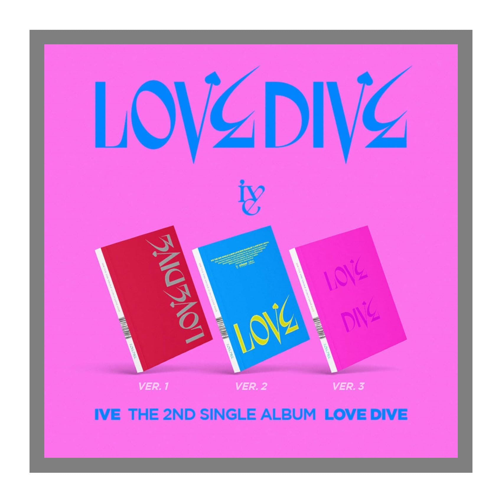 

IVE LOVE DIVE 2nd Single Album Hologram Sealed Ver.3 CD+96p PhotoBook+1p PhotoCard+Heart Card+Tracking