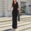 Summer New Mesh Swinging Neck Pleated Dress, European and American Sexy Hottie Backless Slim Slim Hip-wrapped Dress