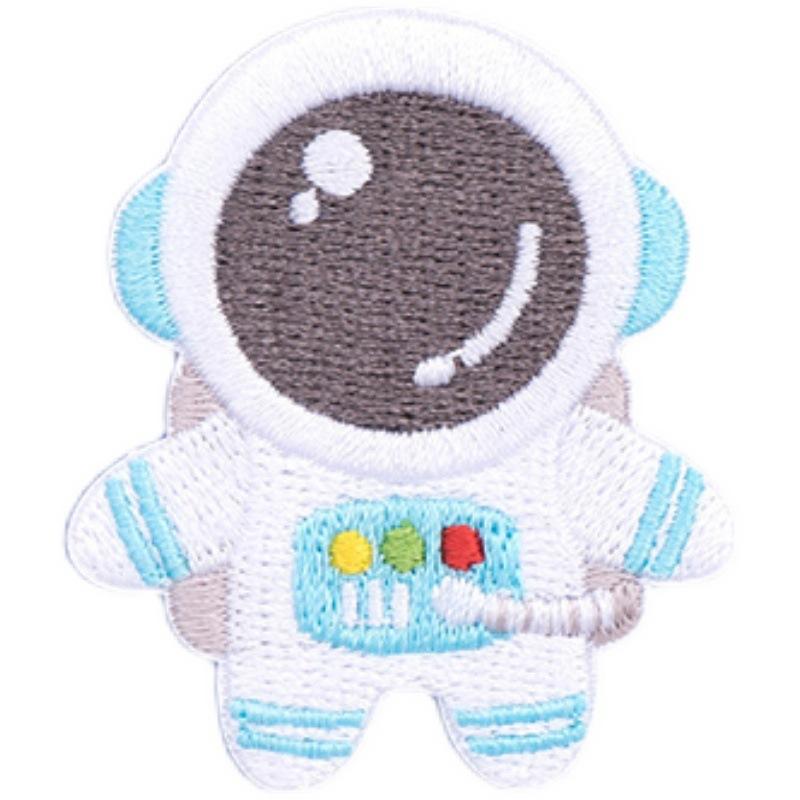 Self-Adhesive Universe Cute Embroidery Sticker Hand Account Mobile Phone Case Diy Clothes Planet Flying Saucer Astronaut Cloth Sticker Patch Sticker