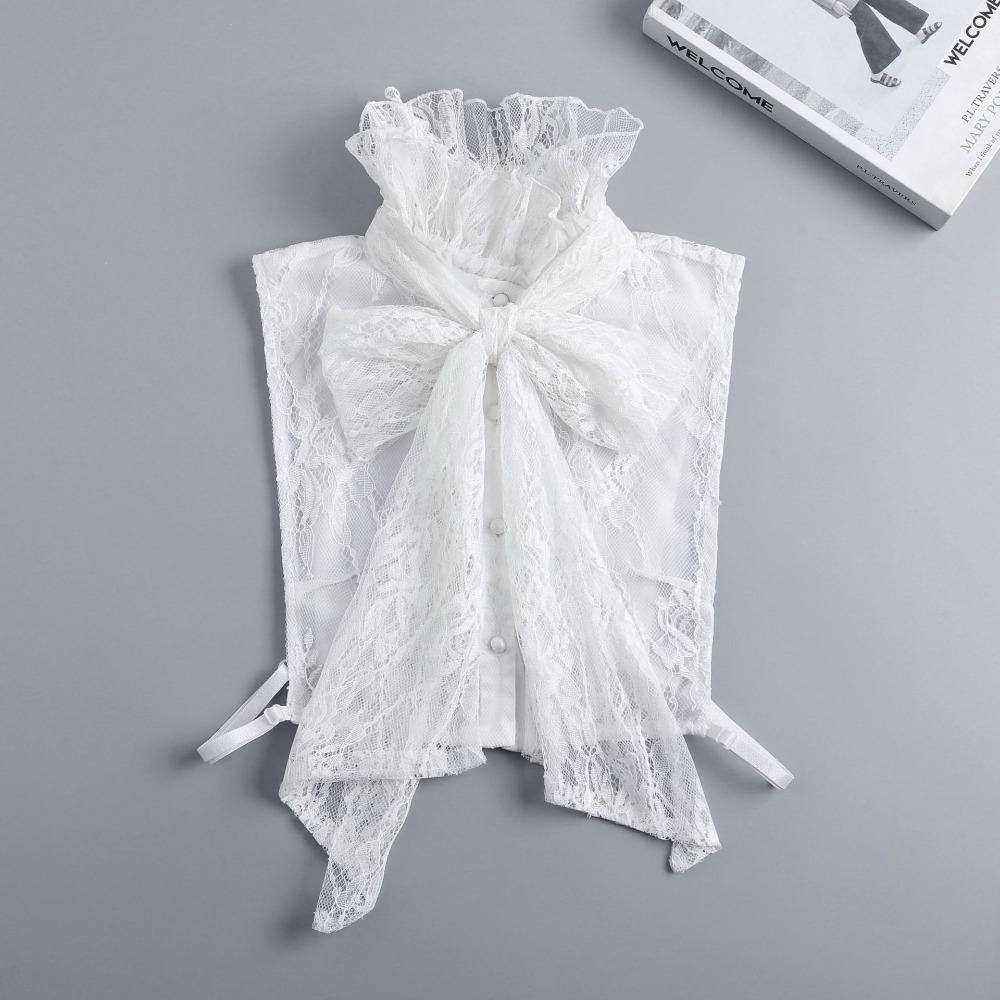 Detachable Bow Lace Collar Vintage Ruffled edge Collar Cameo Lace Fake Collar  Wedding