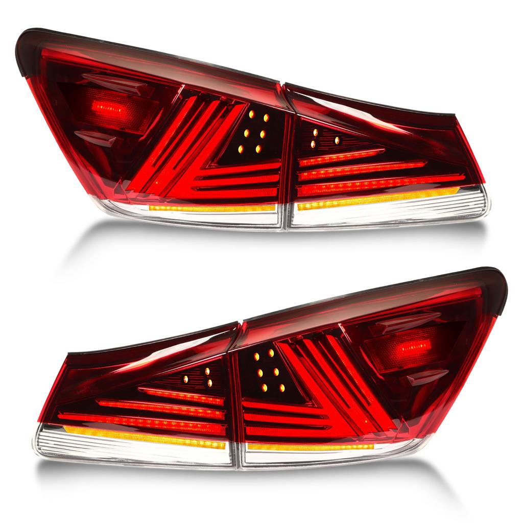 1 Pair Car LED Tail Lights Left Right Dynamic Turn Signal Rear Brake Lamps Fit For IS250 IS350 XE20 2006 to 2013
