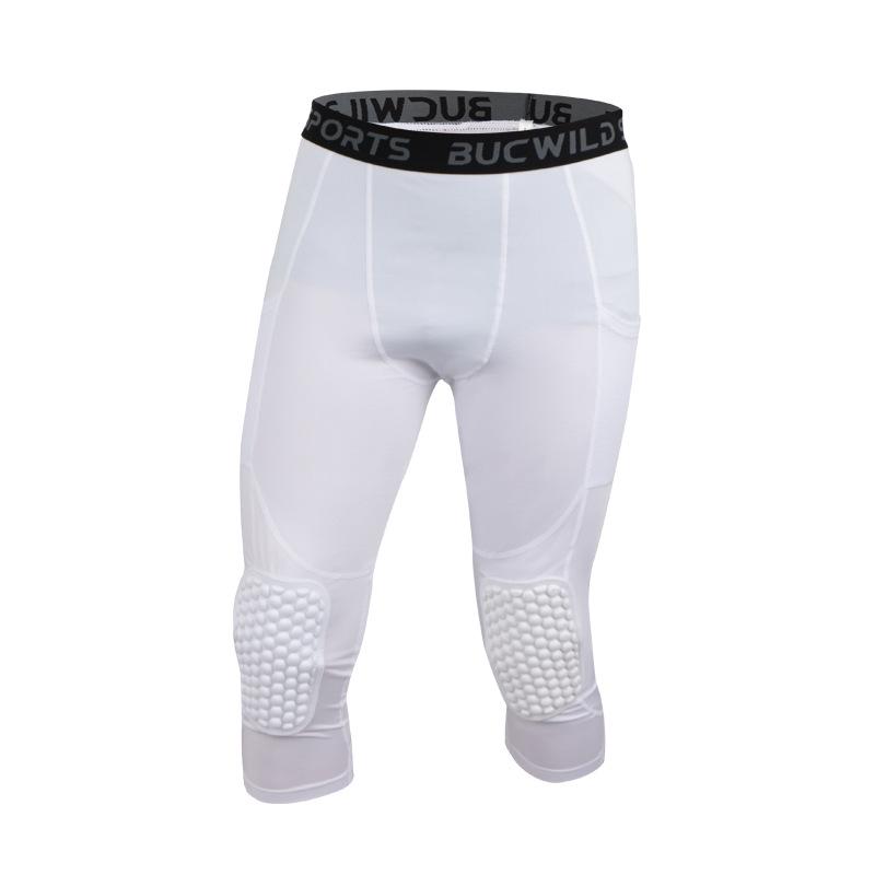 Seven-Point Honeycomb Compression Tights with Knee Pads белый