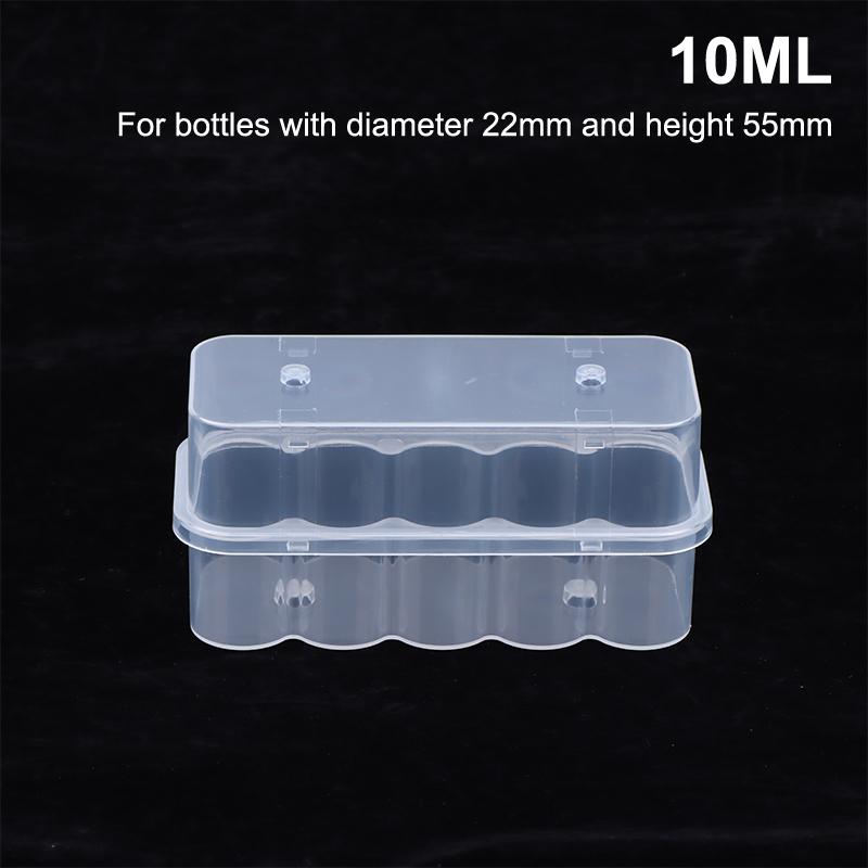 

5Pcs 7Ml/10Ml 10-Slot Vial Storage Case Plastic Clear Microtube Storage Box Stackable Freezer Tube Box Diabetic Supplies 10ML