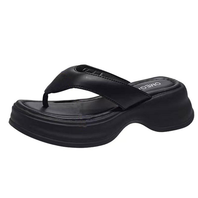 Internet-Berühmtheit schwarze rutschfeste Flip-Flops mit dicker Sohle Damen Sommerbekleidung 2025 neu super angesagt vielseitige Strand coole Hausschuhe