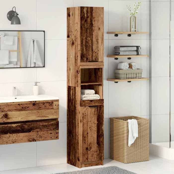 VidaXL Armoire de salle de bain vieux bois bois d'ingénierie, armoire de rangement de salle de bain, placard de salle de 856943