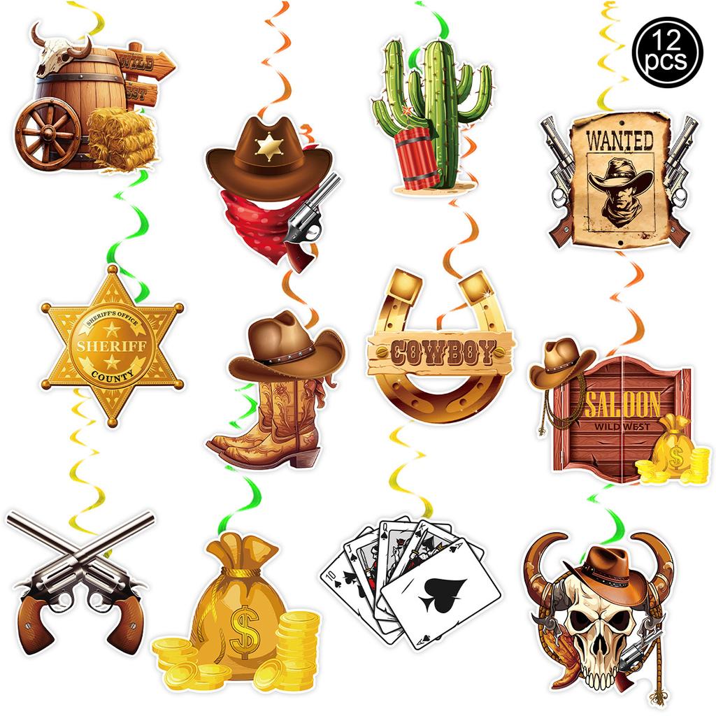 Western Party Decorations Cowboy Banner Pennant Wild West Cowboy Hanging Garland Baby Shower Western Birthday Party Supplies