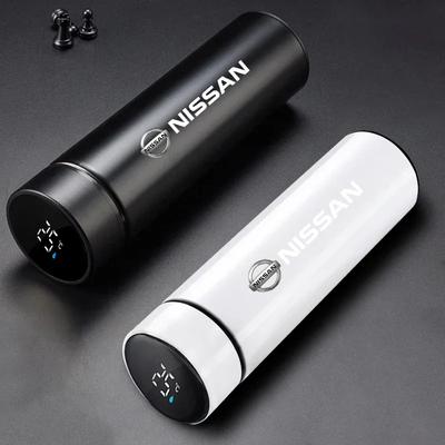 Vacuum Flasks Digital Temperature Display LED Cup Cover For Nissan X-trail Qashqai Note Juke Leaf Sentra Patrol Car Styling
