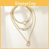 Enchanting Three Layered Moon And Star Alloy Pendant Necklace For Stylish Women
