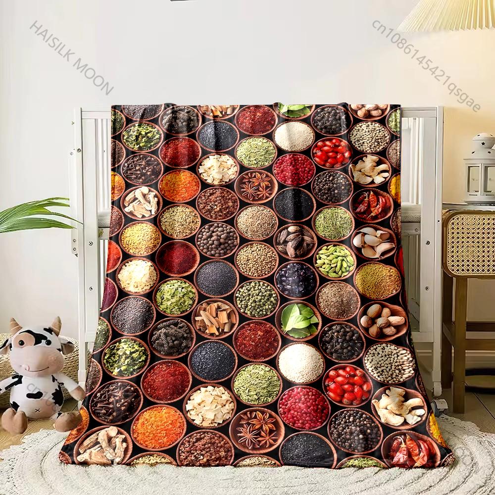 

1PC Variety of spices arranged Print Adult Children Warm Blankets Home Travel Car Soft Comfortable Suitable for all seasons 75x100cm