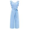 Lace Up Ruffle Sleeveless Women's Solid Color Summer Jumpsuit Straight Trousers