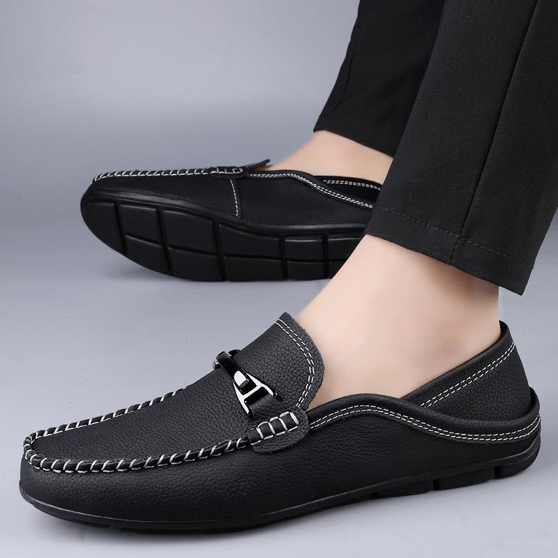 Extra Large Size 49 Casual Leather Shoes Men's Autumn Leather Widening 48 Fattening 47 Fat Feet Lazy Soft Sole Driving Doudou Shoes