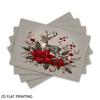 4pcs/6pcs Table Placemats Suitable for Holiday Parties, Poinsettia Deer Motif Christmas Xmas Decor, Rectangular Place Mats for Dining Table, Kitchen &