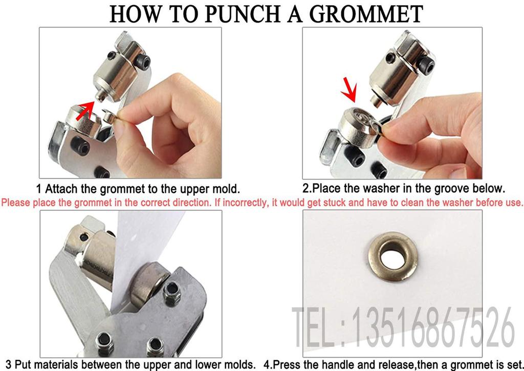 Stainless Steel Eyelet Hole Punching Pliers for PVC, Leather, and Paper