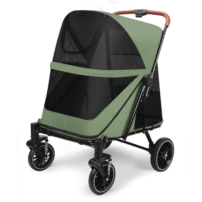 

Foldable Pet Stroller for Medium Dogs Spacious Breathable Dog Carriers Collapsible Dog Travel Seat Stable Load-bearing Pet Cart оливковый