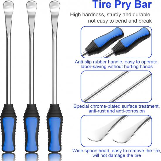 11.5" Tire Spoon Kit, 26Pcs Tire Changing Tool For Motorcycle Dirt Bike Lawn Tractor Bicycle, Motorcycle Tire Changer Tire Removal Tool With 3Pcs Rim