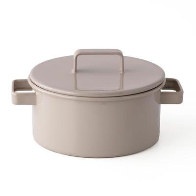 365methods Two-handed Pot Casserole 20cm Enamel IH Gas with Lid Cafe Au Lait YY-20C.BE