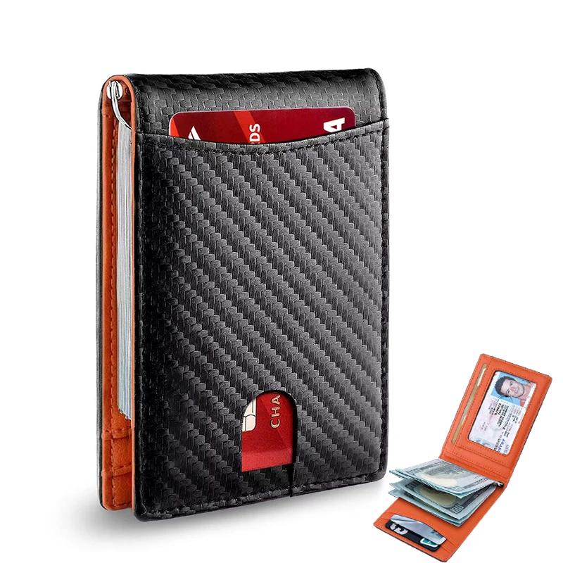Rfid Customized Wallet & Card Holder Carbon Fiber Leather Minimalist Men Wallet Money Bag Personalized Gift Women Wallet Purse