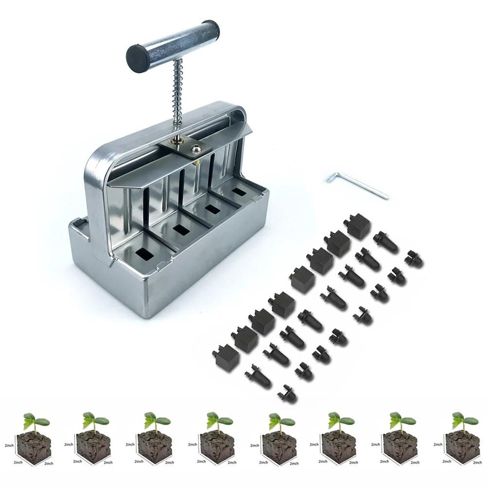 Stainless Steel Soil Blocker with Handle Handheld Clod Maker Reusable Seedling Soil Block Maker for Greenhouse Yard Accessories