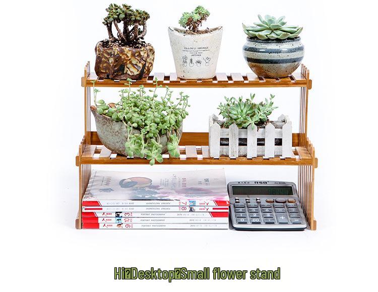 Desktop Office Multi-Tier Succulent Stand: Wooden Floor Plant Rack for Living Room or Balcony