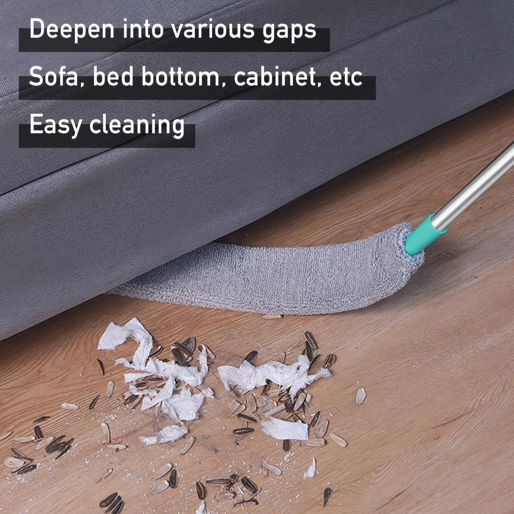 6pcs Extendable Long Handle Duster | For Cleaning Under Beds, Sofas & Gaps, with 5 Replaceable Cloths, Household Cleaning Tool