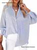 Striped Long-Sleeve Loose Casual Women's Pocket Shirt