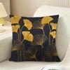 Ginkgo Leaves Printed Cushion Cover Reversible Plush Pillow Cover For Car Sofa Bedroom Decorative Gift Pillowcase