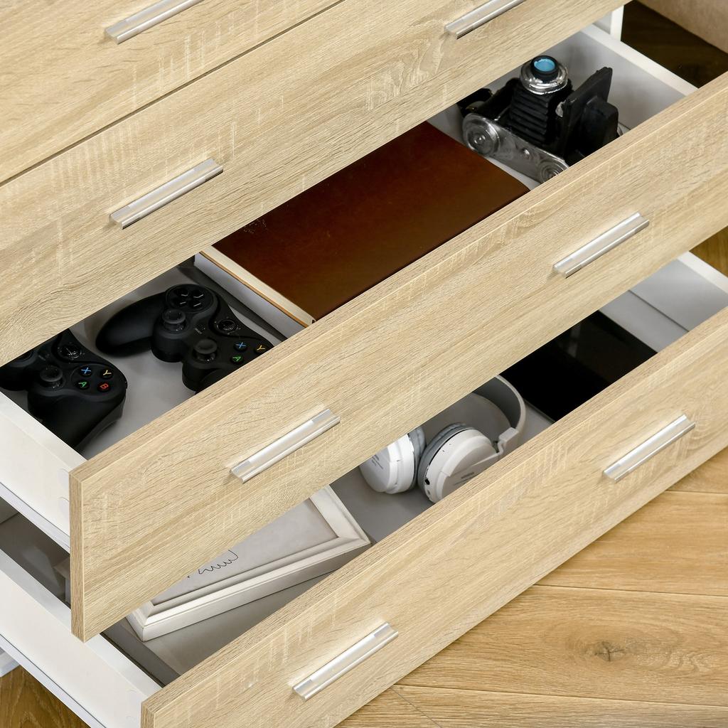 Chest of Drawers Storage Cabinet Contemporary Style 4 Drawers 76 x 35 x 72 cm White and Wood Color
