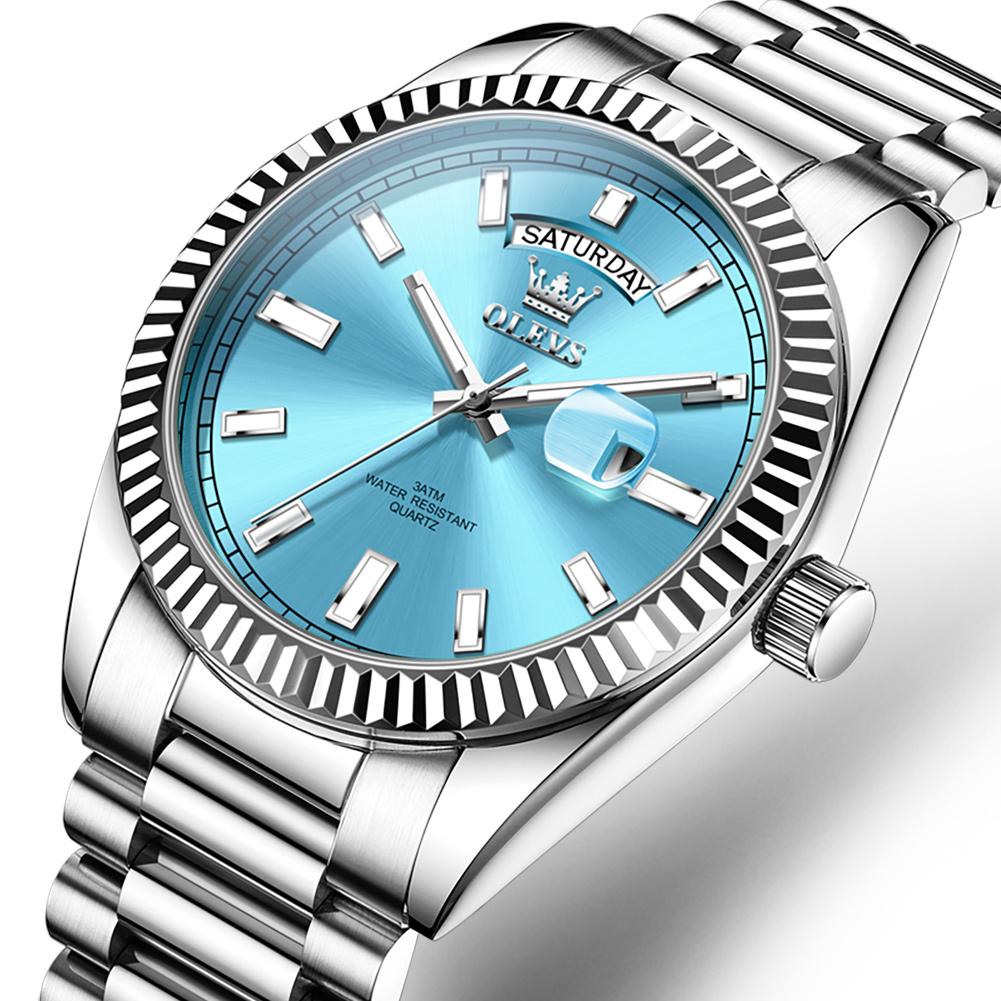 OLEVS Business Style Luxury Brand Gold Men Watch Waterproof Stainless Steel Watches Luminous Date Wristwatch