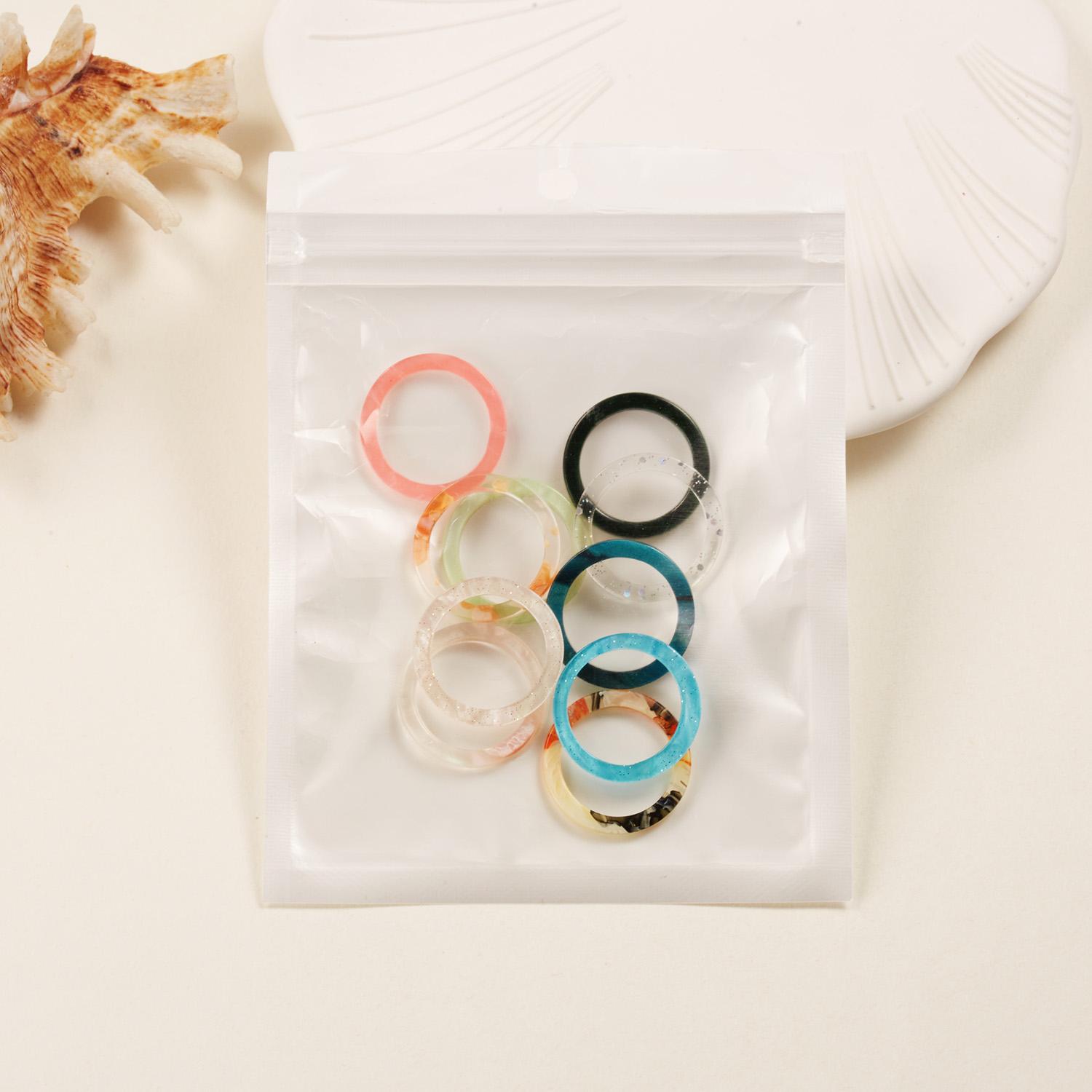 

10 Pcs/Lot New Trendy Simple Mixed Color Rings for Women Girls Colorful Resin Finger Rings Set Party Daily Jewelry Wholesale