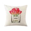 Pillow Linen Printed Pillow Cover Ins Plant Watercolor Printed Pillow Home Decoration Festival Fabric Cushion Bedside Backrest