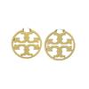 European & American Style Frosted Gold Retro Earrings: Luxurious Round Brass with Logo Design