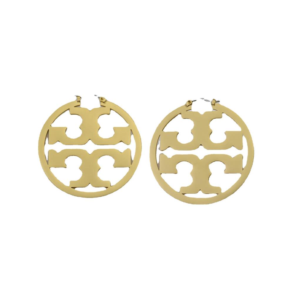 European & American Style Frosted Gold Retro Earrings: Luxurious Round Brass with Logo Design