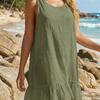Fashion See Through Beach Cover Up Short Dress V Neck Backless Sexy Elegant Sheer Sleeveless Seaside Dresses Solid Color Lace-up Clothing