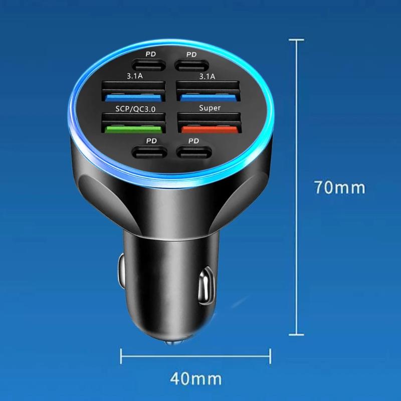 100W 8 Ports Car Charger Fast Charging Pd Qc3.0 Usb C Car Phone Charger