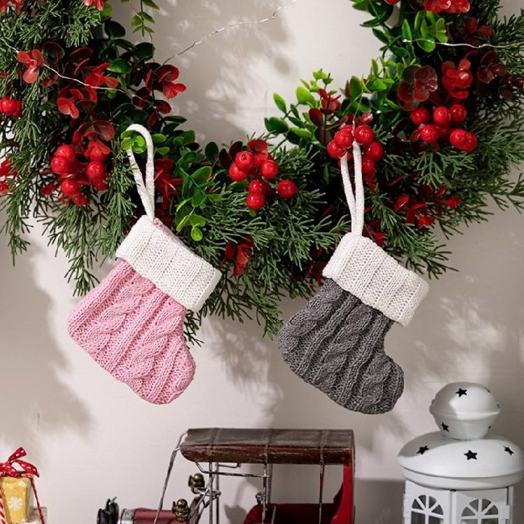 10Pcs Knitted Christmas Stocking Creative Colorful Socks Ornament Stylish Holiday Decoration for Wall or Tree Display