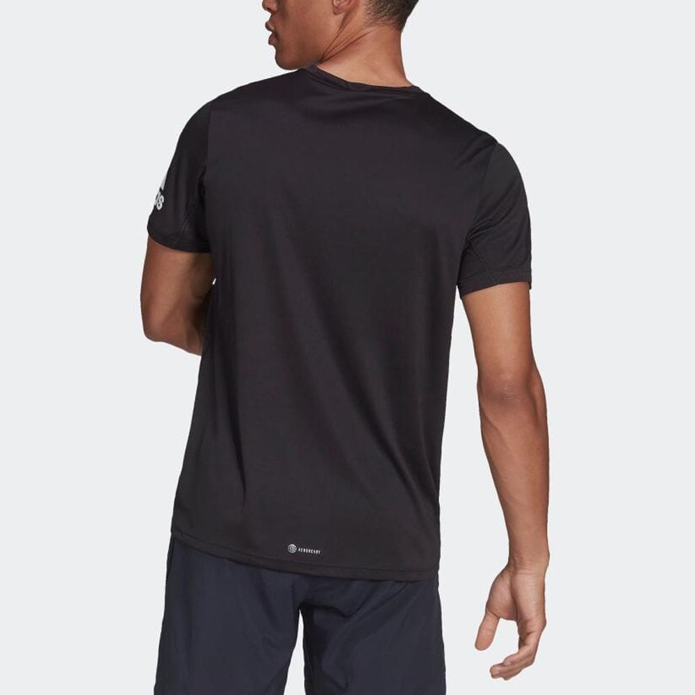 Adidas Pánské tričko s krátkým rukávem, jednobarevné, s potiskem loga na rameni, s kulatým výstřihem, černé HB7470