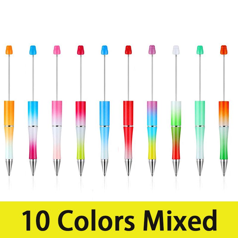 

50 шт. пластиковая ручка с бисером, шариковая ручка с шариковой ручкой, чернила, ручки своими руками для самостоятельного изготовления подарков, канцелярских принадлежностей 10 Colors Mixed чёрный