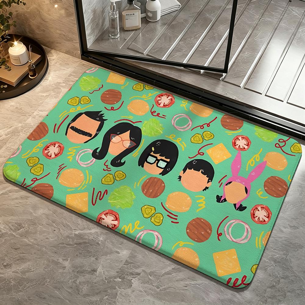 Animation-Bob's BurgersS Floor Mat Soft Non-Slip Bath Mat, Bedside Carpet, Absorbent Doormat for Home