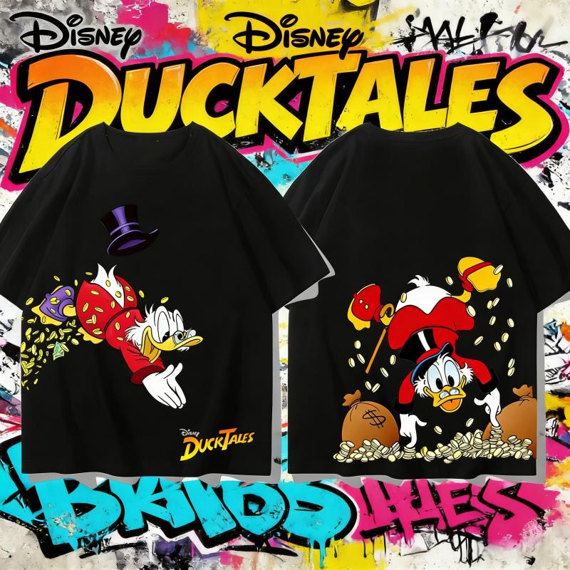 Charm Clothings Men's 2025 Disney American Animation Donald Duck Pure Cotton Scrooge Mcduck Retro New 100% Pure Cotton Printed Breathable T-Shirt Cm