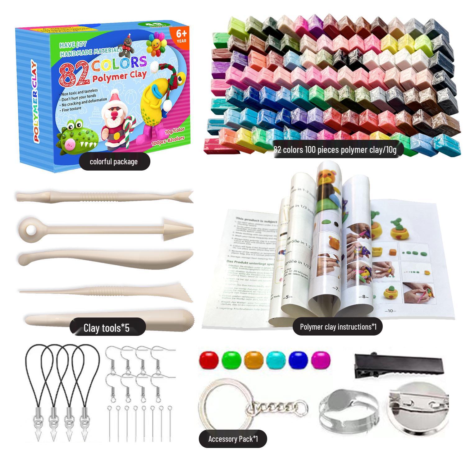 

Набор из 82 цветов полимерной глины и инструментов для DIY моделирования и рукоделия
