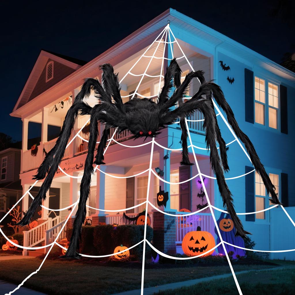 Joyfy Halloween Decorations Giant Spider Web Fake Spiders Indoor Outdoor 59 with 400 Sqft for Entertaining Play Safe Kid Friendly Fun
